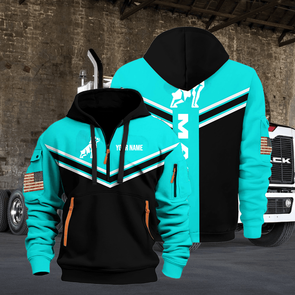 MA custom print name quarter zipper jacket
