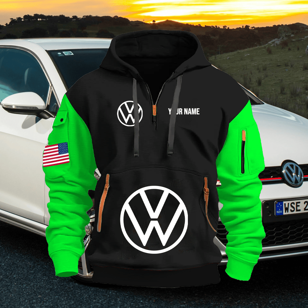 VW Custom Print Name Quarter Zipper Hoodie