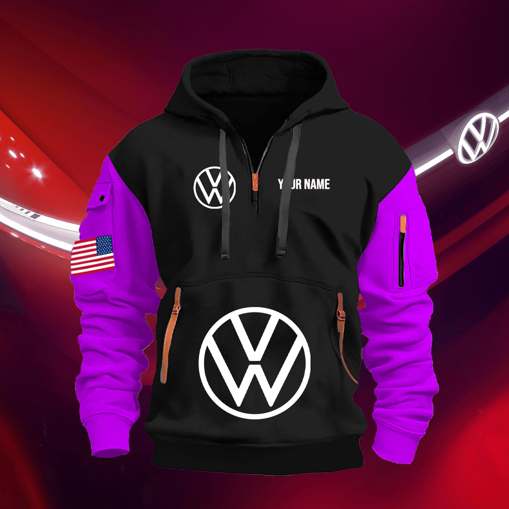 VW Custom Print Name Quarter Zipper Hoodie