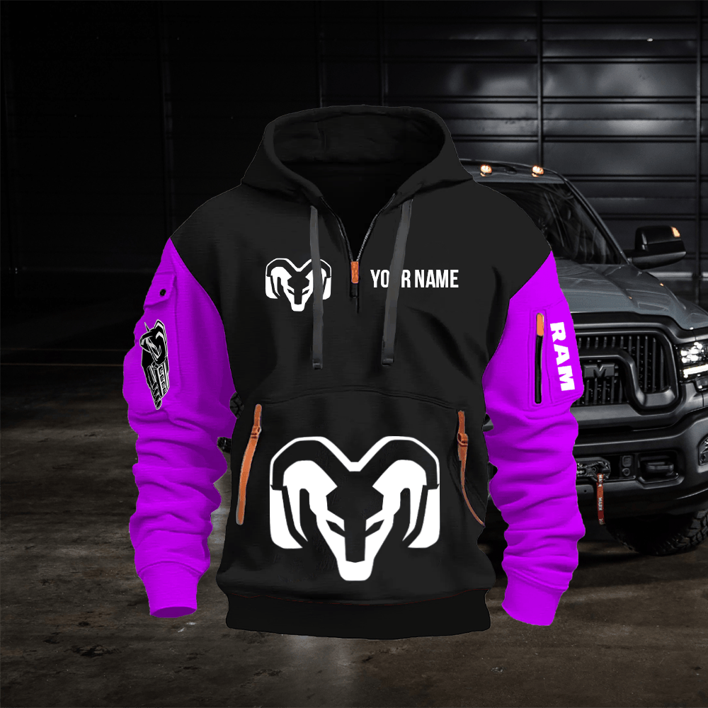 RAM Custom Print Name Quarter Zipper Hoodie
